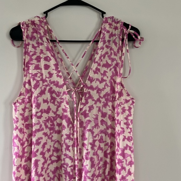 h&m tie detailed crepe v neck Maxi dress Pink Cream Loose Fit S/M - Picture 9 of 14